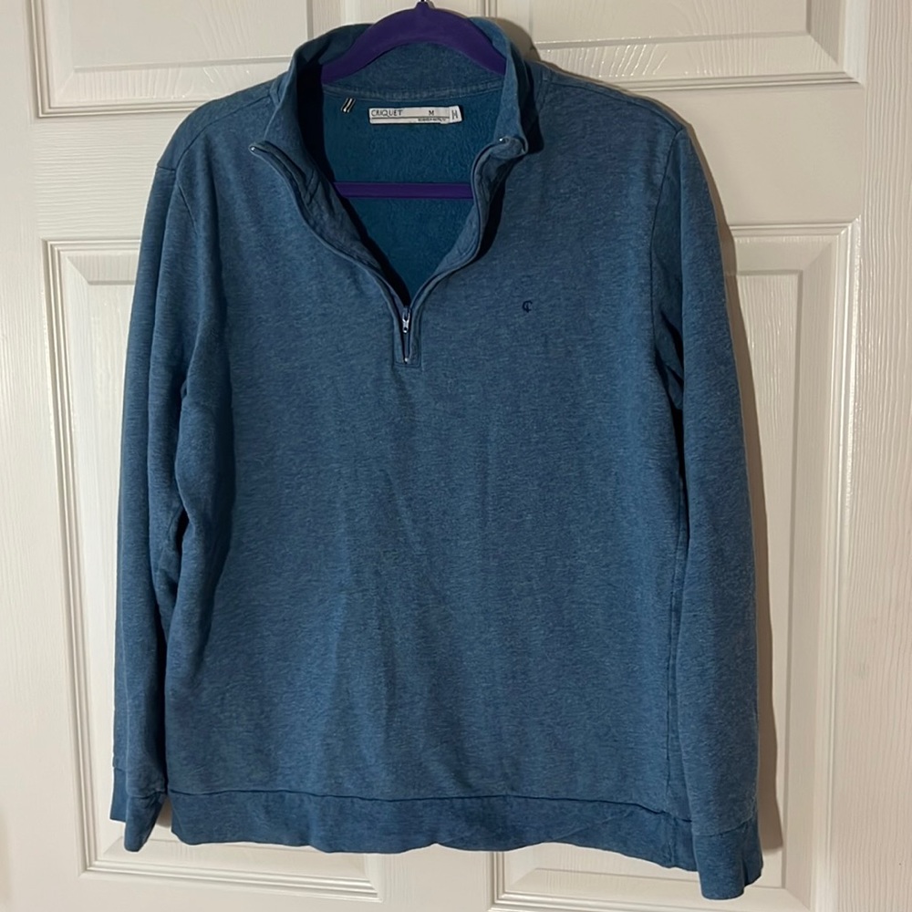 Criquet Golf Quarter Zip Sweatshirt Pullover 100% Cotton Blue, Sz Medium‎